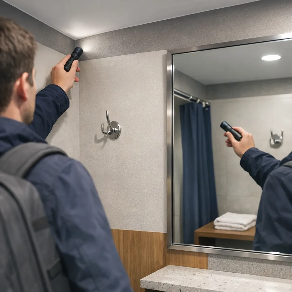 Discreet camera-safe inspection in a changing room